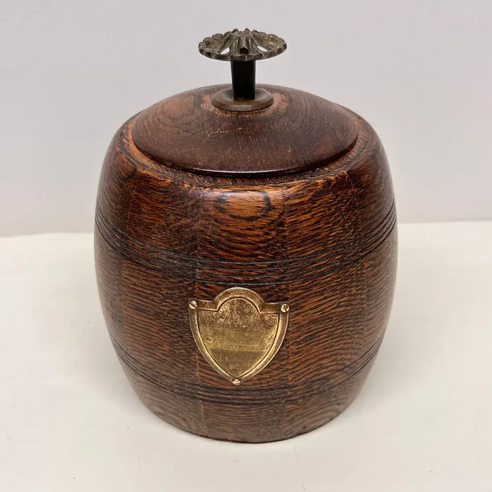 Vintage Oak Tobacco Tea Biscuit Barrel Ice Bucket